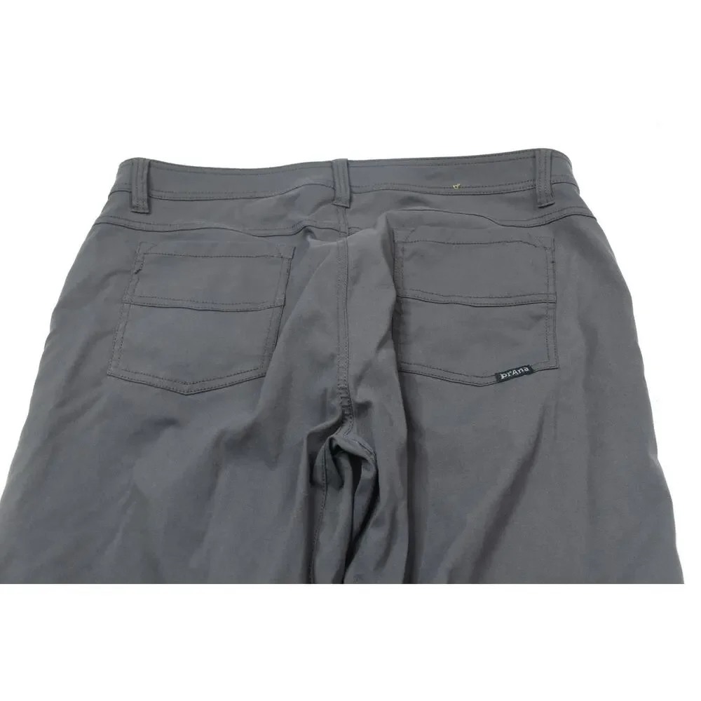 prANa Brion Pants Mens 36 Gray Slim Fit Nylon Stretch Lightweight Hiking